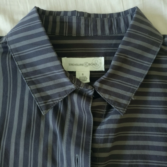 NWT Treasure & Bond Oversized Gray Stripe Button Up Size S - Picture 12 of 16